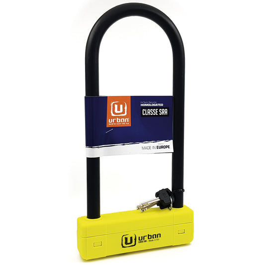 Antivol moto U SRA Urban 18mm en acier trempé haute sécurité avec clés, certifié assurance pour moto et scooter