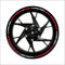 Autocollant jante moto rouge et noir style racing pour personnalisation sportive