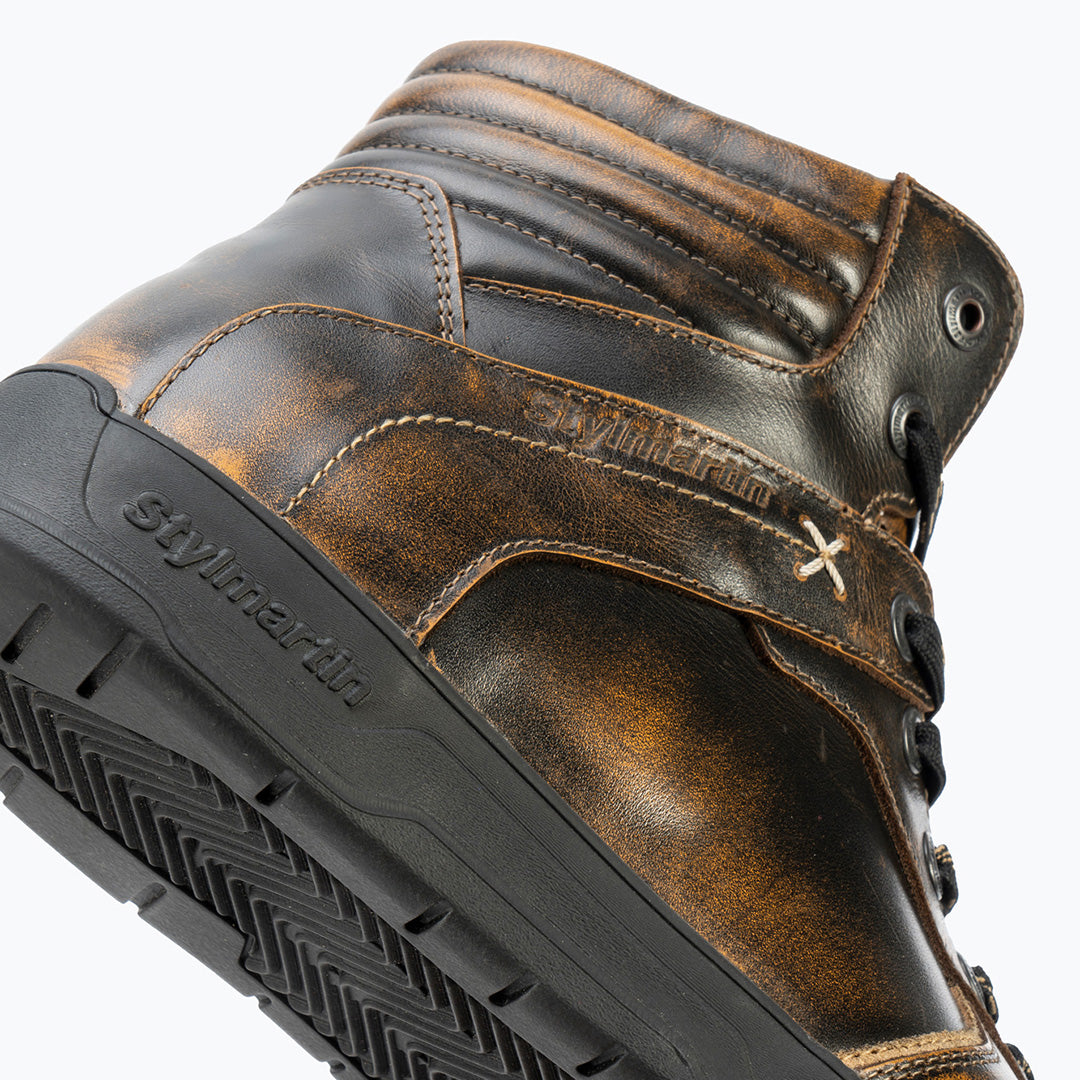 Basket-moto-stylmartin-iron-wp-bronze-cuir-vintage-unisexe-details