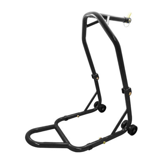 béquille avant moto universelle sous té de fourche, en acier avec 5 embouts interchangeables, supporte jusqu’à 200 kg