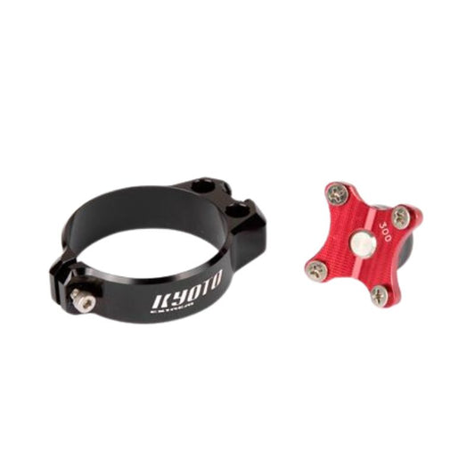 Bloque fourche départ Kyoto aluminium noir rouge Honda Suzuki Kawasaki