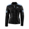 Blouson cuir femme moto noir et bleu Rusty Stitches Joyce homologué CE