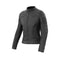 blouson moto femme en cuir noir avec protections CE épaules et coudes, coupe ajustée et doublure thermique amovible