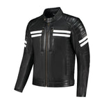 Giacca da motociclista da uomo AA - Jack Steve Nero e Bianco - Vignette | Boutique biker