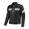 Blouson moto cuir homme rétro racing noir bandes blanches homologué CE