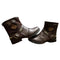 Botte biker en cuir marron pour homme et femme motard