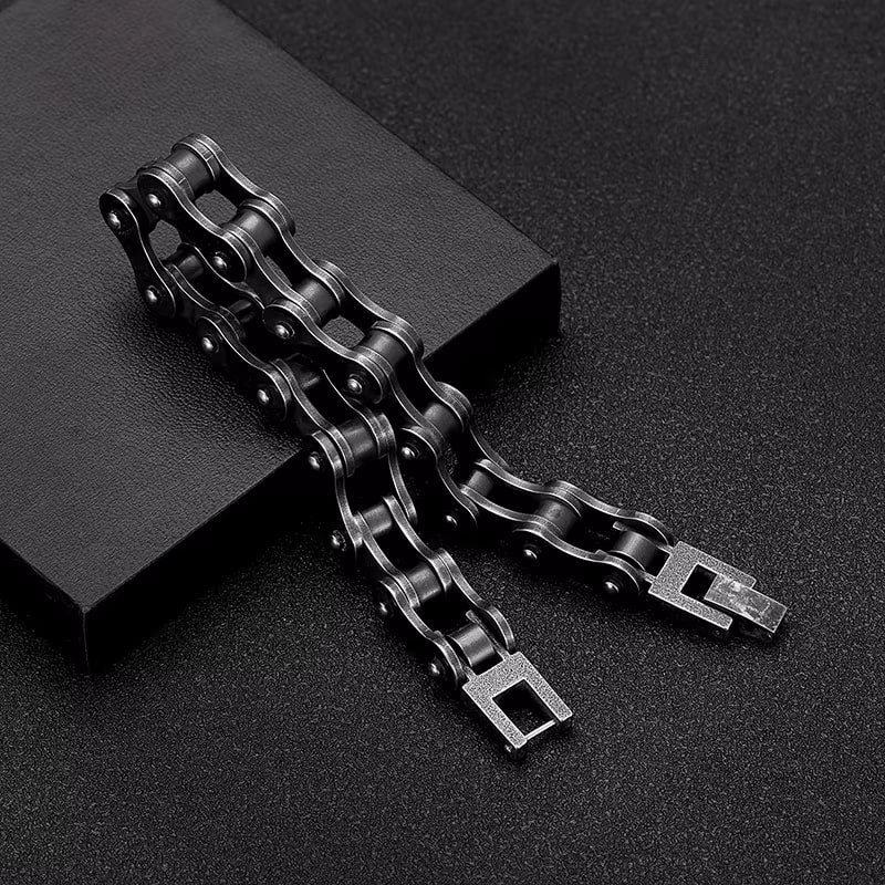 Bracelet Chaîne Moto Biker En Acier Inoxydable Noir - Neuf Avec étiquettes MKENDN
