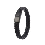 Bracciale in pelle nera - Misura 23 cm | Consegna in 48 ore - Vignette | Boutique biker