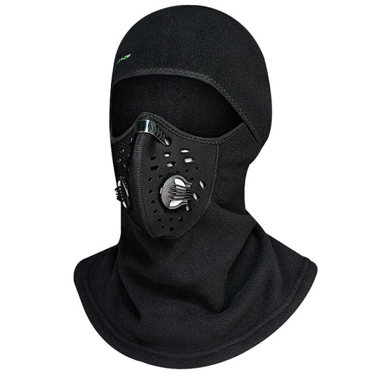 Cagoule moto avec masque anti-pollution intégré, coupe-vent et extensible, disponible en version hiver chaude et été légère, compatible avec lunettes de vue, offrant protection optimale et confort unisexe