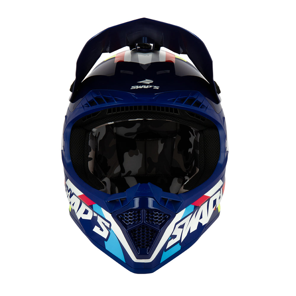 Casque-cross-bleu-face
