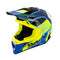 Casque cross moto jaune et bleu homologué ECE R22-06 avec boucle double D et intérieur lavable antibactérien pour motocross