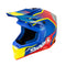 Casque de moto cross Swaps bleu rouge et jaune homologué ECE R22-06 avec boucle double D et intérieur lavable