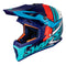 Casque de moto cross Blur Swaps bleu rouge et blanc homologué ECE R22-06 avec boucle double D et intérieur lavable