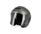 casque jet moto gris mat haut de gamme avec visière longue et système de ventilation intégré