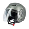 casque jet gris métal mat pour motards urbains, avec boucle micrométrique et visière protectrice