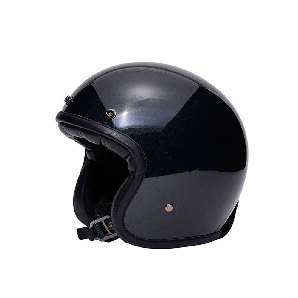 Casque jet moto The Classic noir mat Marko avec intérieur cuir, style vintage chic et homologation ECE 22.06
