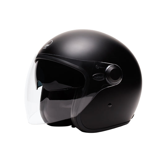 casque jet moto Boreal noir mat Marko homologué ECE 22.06 avec visière longue et écran solaire intégré, style urbain pour homme et femme