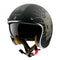 casque jet MT Helmets Le Mans noir mat, avec motif crâne stylisé et lunettes intégrées, style vintage