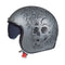 casque jet MT Helmets Le Mans gris mat avec motif tête de mort et roses, style biker vintage années 60