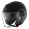 casque jet noir brillant MT Helmets Viale, visière longue et boucle micrométrique, parfait pour scooter ou moto