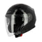 casque jet noir brillant avec visière protectrice et aération supérieure, pour motards exigeants