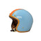 Casque jet moto The Classic Marko bleu ciel avec intérieur cuir, look rétro et homologation ECE 22.06 pour homme et femme