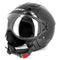 casque jet moto noir brillant à visière large et finition soignée, idéal en usage quotidien