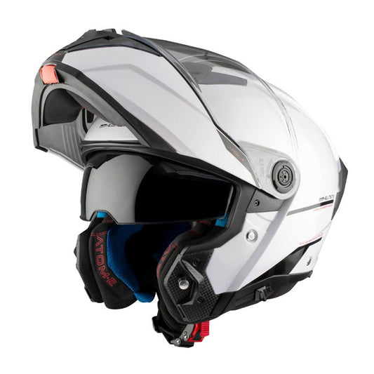 casque moto modulable blanc brillant MT Atom 2 pour motards urbains