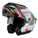 Casque moto modulable - Atom bleu noir rouge brillant - Vignette | Boutique biker