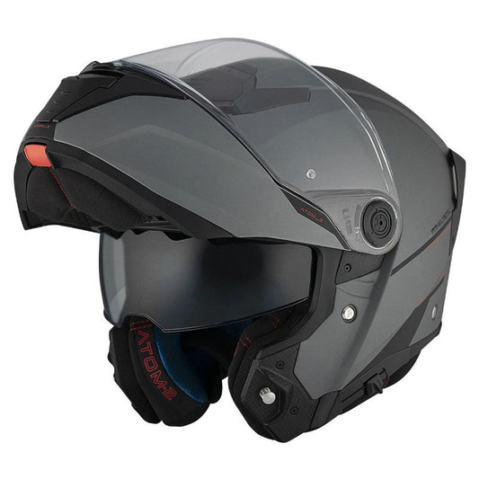casque moto modulable gris mat MT Atom 2 avec écran solaire