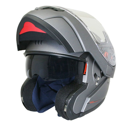 Casque moto MT Atom titane mat modulable avec visière solaire intégrée, look moderne et protection renforcée