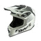 Casque moto cross adulte gris et blanc homologué ECE R22-06 avec boucle double D et intérieur antibactérien lavable