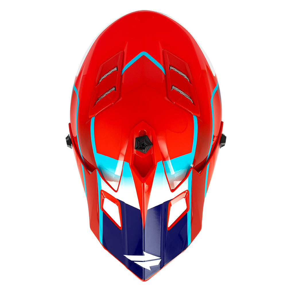 Casque-moto-cross-enfant-rouge-dessus