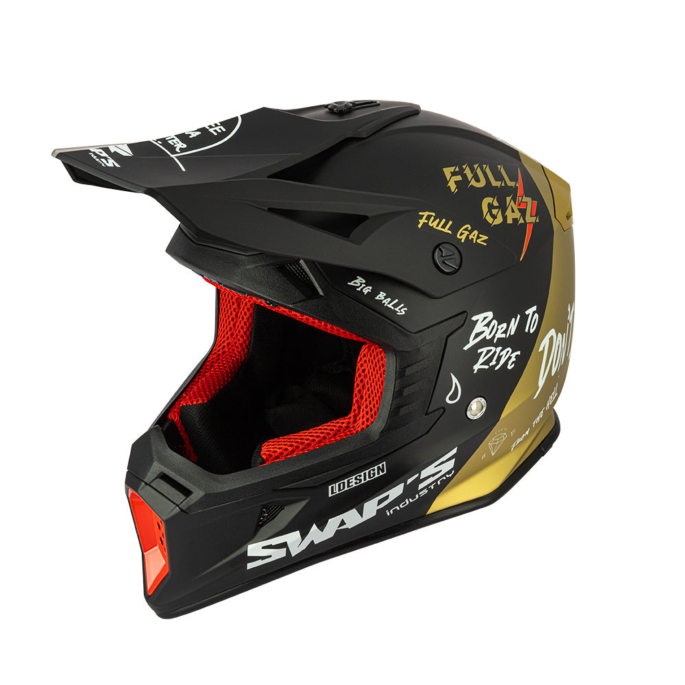 cb compatible motorcycle helmet Casque Moto Cross Homme Swaps Blur Full Gaz Noir et Or Color:Iridium Gold The AGV K1S helmet GOODSTOCK enhanced by an optimized