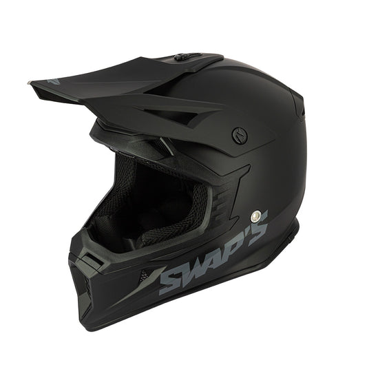 Casque moto cross noir Blur homologué ECE R22-06 avec boucle double D et intérieur lavable antibactérien