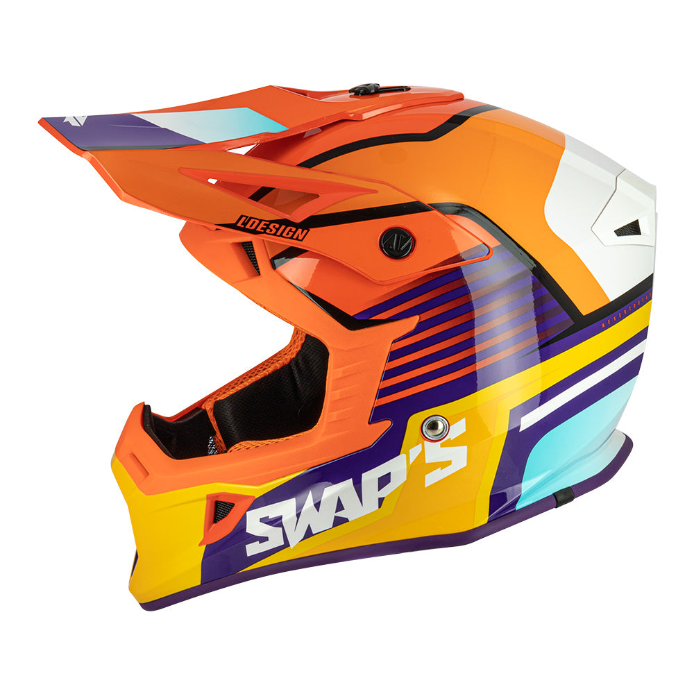 Casque-moto-cross-orange-cote