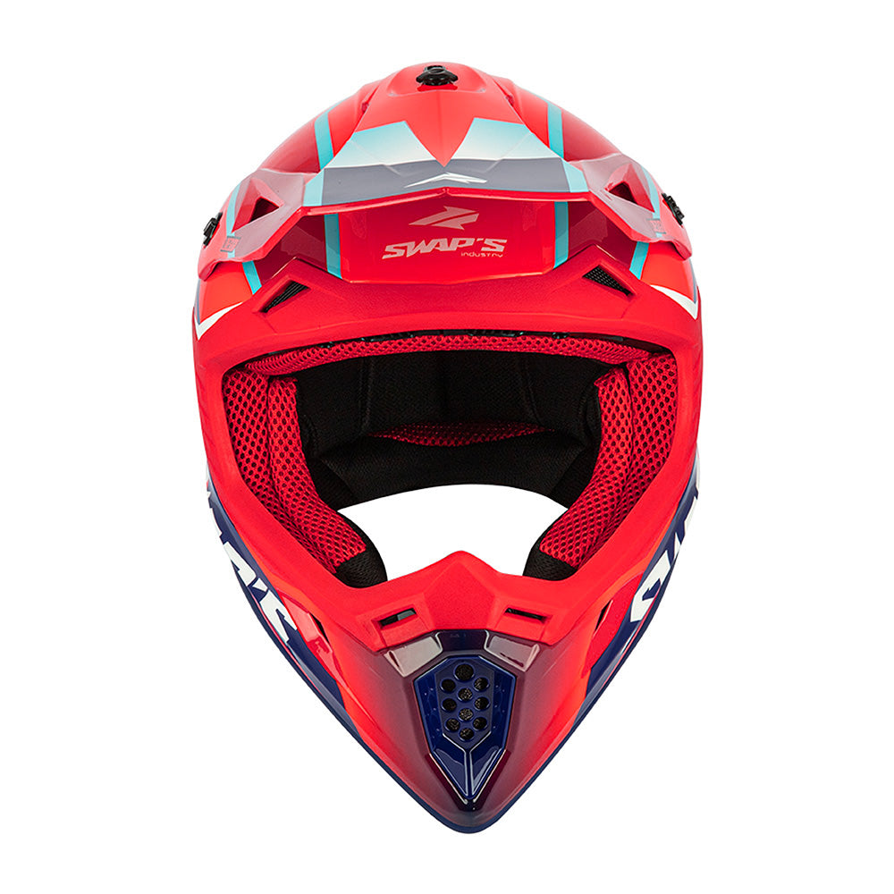Casque-moto-cross-rouge-face
