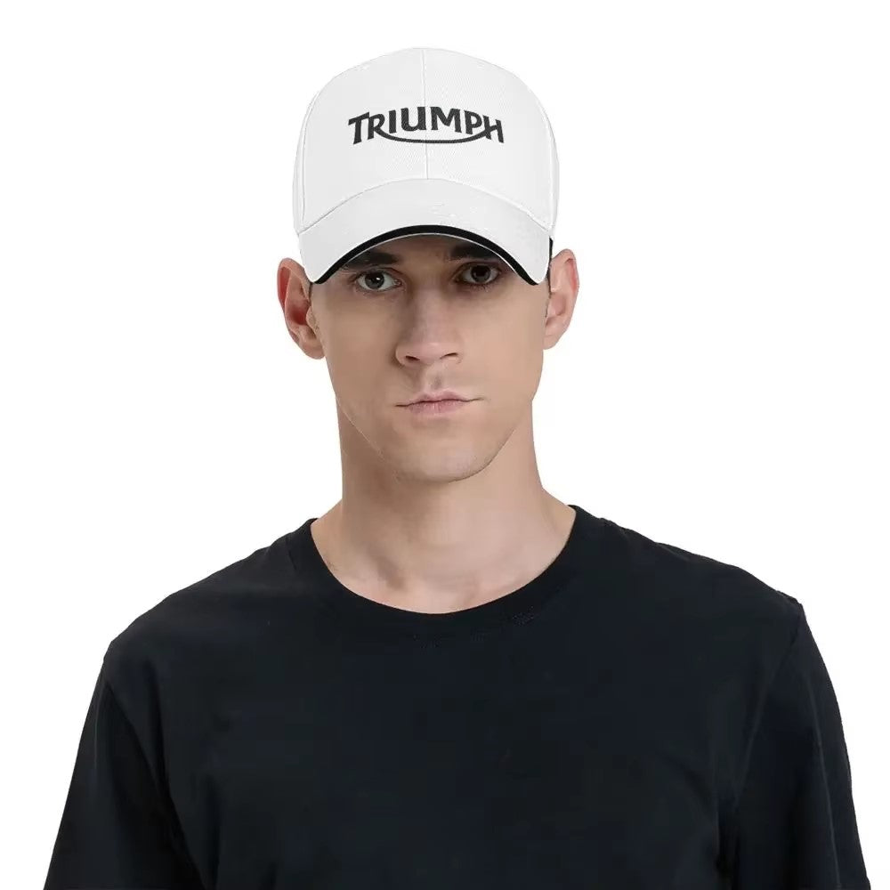 Berretto Baseball Triumph Nero Con Logo Moto Biker - Risultato Cotone Spazzolato Regolabile - Unisex