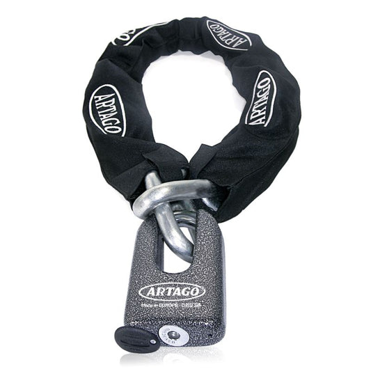 Chaîne antivol moto SRA Artago 120cm avec cadenas haute sécurité en acier trempé pour scooter ou moto