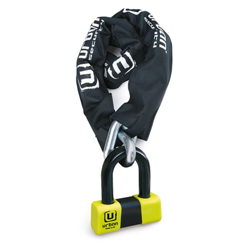 Chaîne antivol moto SRA Spin Urban 100cm compacte avec cadenas en acier trempé pour scooter ou moto