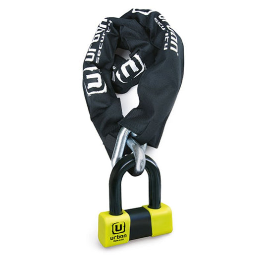 Chaîne antivol moto SRA Spin Urban 150cm longue portée en acier trempé avec cadenas haute sécurité pour moto ou scooter