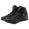 chaussures moto été en cuir pour homme et femme, respirantes avec renfort sélecteur, coloris noir, gris/orange et noir/jaune