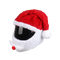 Couvre casque moto Père Noël rouge et blanc, accessoire festif pour motards avec bonnet et barbe intégrés