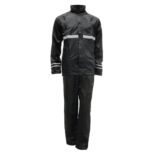 ensemble de pluie noir S-Line pour moto, imperméable unisexe avec bandes réfléchissantes et capuche intégrée, veste et pantalon