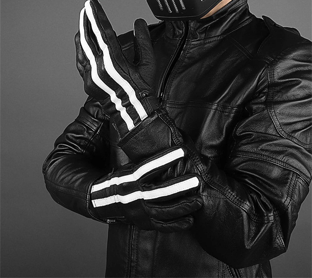 Gants de Moto et Scooter Vintage en Cuir ??t?� Hiver pour Homme et Femme