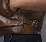 Gilet biker en cuir marron vintage - Vignette | Boutique biker