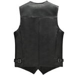 Gilet biker en cuir marron vintage - Vignette | Boutique biker
