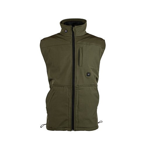 Gilet chauffant chasse gerbing softshell vert olive pour outdoor