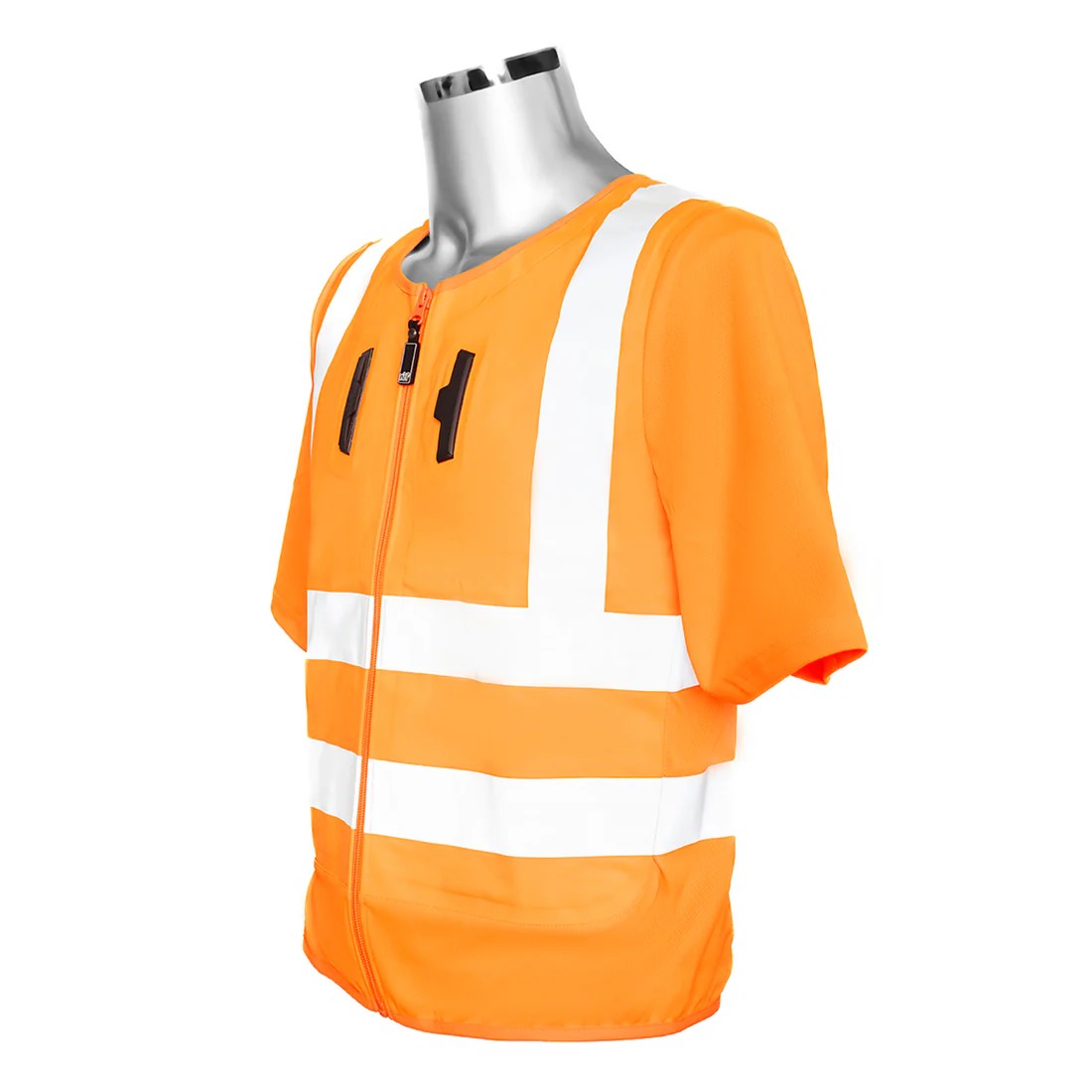 Gilet rafraîchissant orange fluo haute visibilité EPI classe II manches courtes