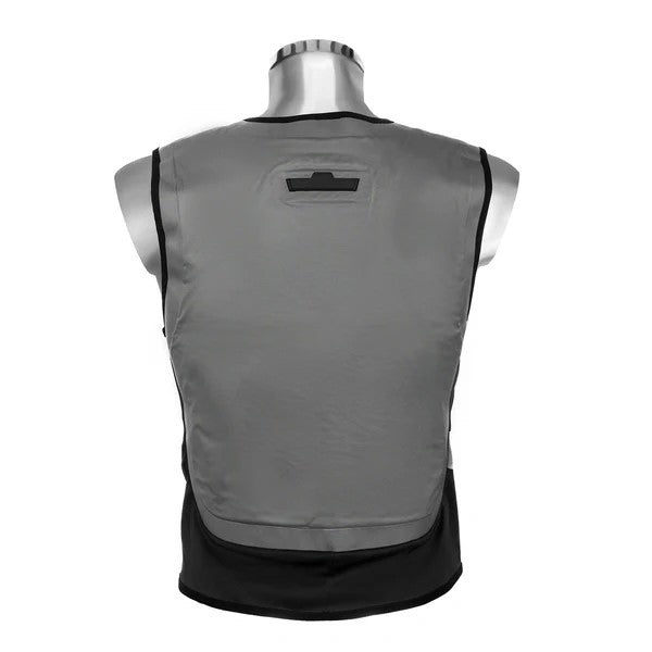 Gilet rafraîchissant moto Dry-Cool 10 gris pour homme et femme, technologie dry-cool, reste sec même activé, 72h de fraîcheur, IZI BodyCooling dos
